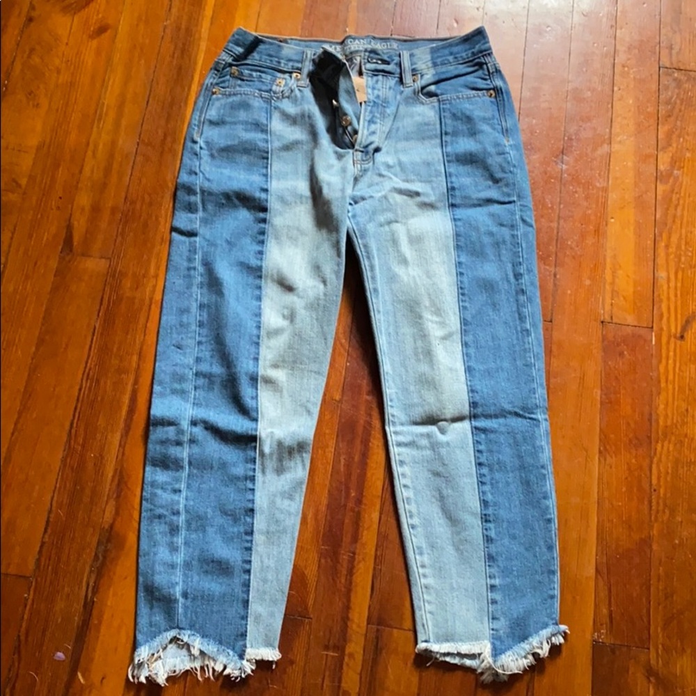 AE vintage hi-rise split panel jeans